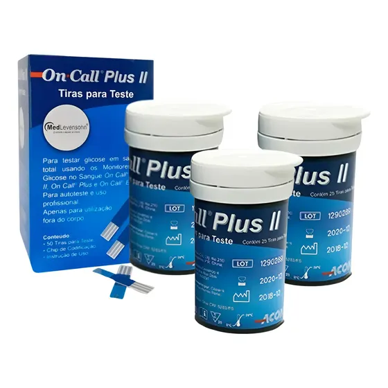 Kit 150un Tiras Para Medir Glicose Glicemia - On Call Plus Azul
