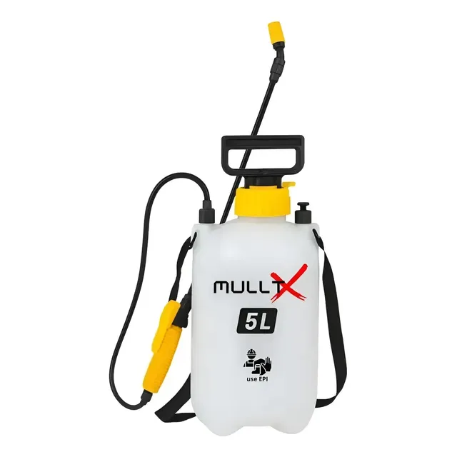 Pulverizador Agrícola Bomba Veneno Lateral De Compressão Prévia 5 Litros Com Válvula de Segurança Bico Ajustável Borrifador Profissional Dedetização Portátil Jardim Horta Plantas MULLTX