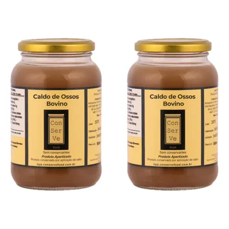 Caldo De Ossos Bovino Neutro - 2 Potes (500 Ml Cada Un)