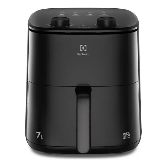 Air Fryer Forno Electrolux 7l 1700w Digital Grade Removível Dupla Camada Antiaderente 8 Receitas Programadas Aviso Sonoro Fritadeira Elétrica Sem Óleo Sistema De Segurança Automático Eaf70 Preto 220v
