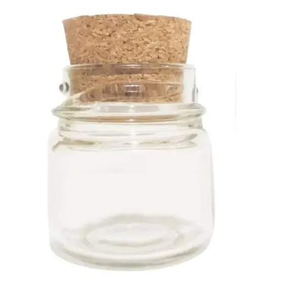 Kit 100 Mini Potes de Vidro 40ml para Velas, com Tampa de Rolha de Cortiça