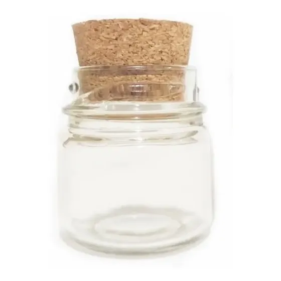 50 Potes De Vidro Liso 40ml Com Tampa De Rolha Cortiça Cor Incolor