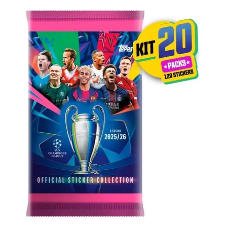 Uefa Champions League 2026 Kit 20 Envelopes - 120 Figurinhas