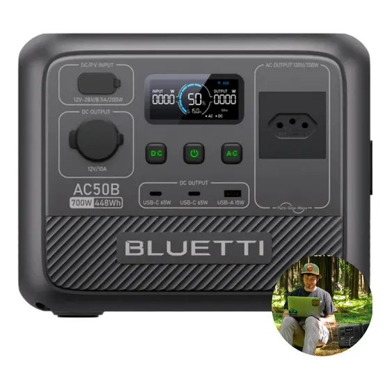 Estação De Energia Bluetti Ac50b 220v Gerador Solar Portátil 700w