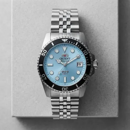Relógio Orient Submariner Automático 39mm Safira Yn6ss023 A1sx Prateado Preto Azul-celeste