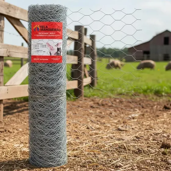 Tela Cerca Mangueirão 1,80x50 Fio 18 Galvanizada Cinza Segurança Rural.