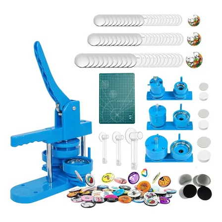 Kit De 3 Máquinas De Botons Advertising Photobots 32/44/58 Mm/150 Unidades Personalizável De Acordo Com Suas Especificações Azul