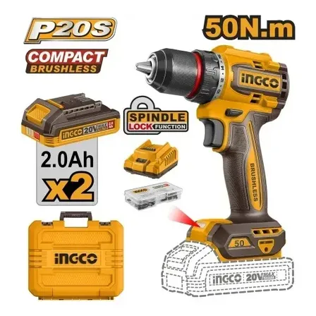 Furadeira De Bateria Ingco 20v Amarela Com Carregador E Maleta Amarelo 220v 50/60
