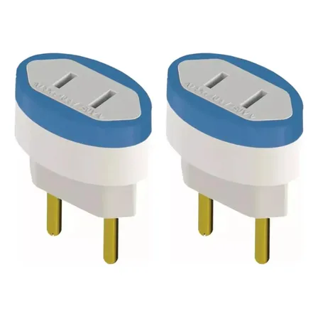Kit 2 Adaptador Plug De Tomada Universal Americano Para Pino Chato Daneva Dn1549 Selo Inmetro 127/220v