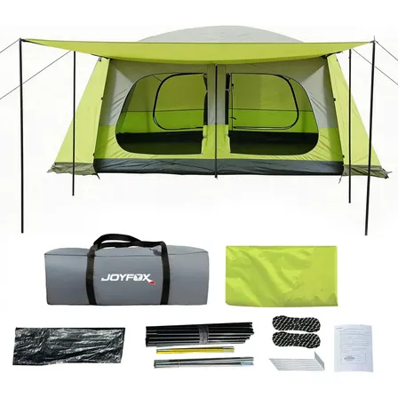 Barraca Camping 12-16 Pessoas 420*305*200cm Impermeavel 5000mm Grande Varanda Barraca Familiar Anti-uv Verde