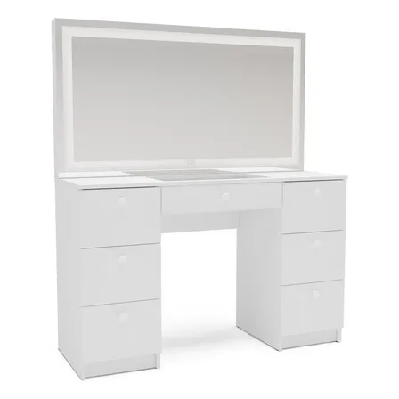 Penteadeira Para Quarto Com Espelho Touch Led 7 Gavetas Iris