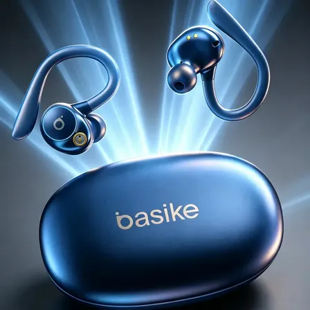 Basike Fone de Ouvido Bluetooth 5.4 TWS com Ear Clip e Gancho, Som HiFi com Graves Potentes e 3D, 10h Bateria e Carga Rápida, ENC, IPX6 – Perfeito para Academia e Corrida
