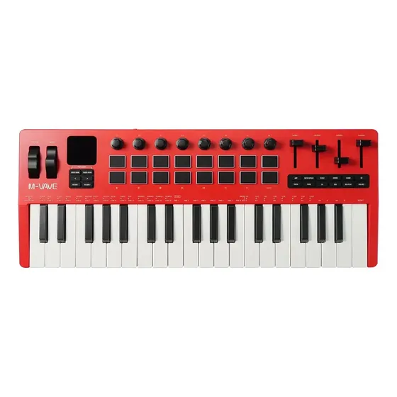 Teclado Controlador M-vave Smk-37 Pro Midi 37 Teclas Cor Vermelho