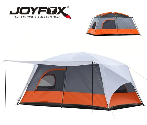 Barraca De Camping Acampamento Joyfox 12-16 Pessoas Impermeavel 3000mm 420*305*200cm Grande Familiar Barraca Grande Varanda Cor Laranja