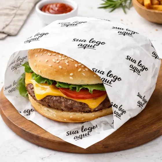 Papel Manteiga Personalizado 15x15cm 5000un 1 Embalagem Premium Food