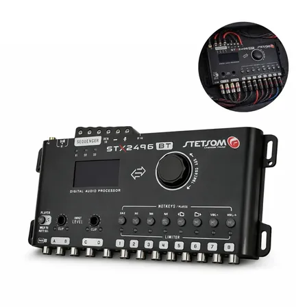 Processador Digital Stetsom Stx2496bt De Áudio Para Carro Com Bluetooth E 15 Bandas Preto
