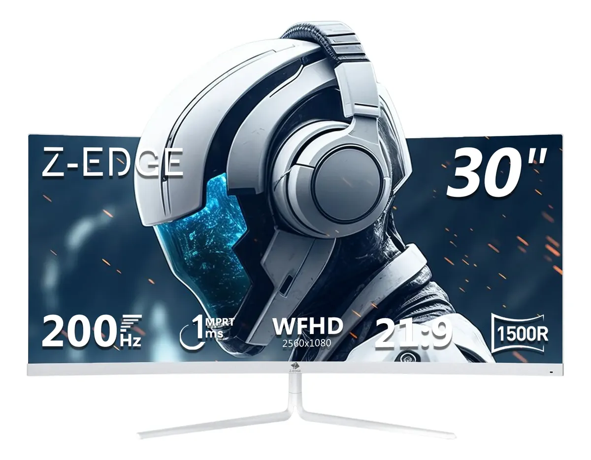 Monitor Gamer Z-edge Ug30p 30 Inch Uwqhd 200hz Curvo 1ms Branco 127/220v