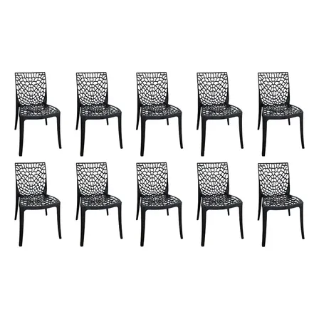 Kit C/ 10 Cadeiras Gruvyer Jantar Sala Area Gourmet Gruvyer Preto