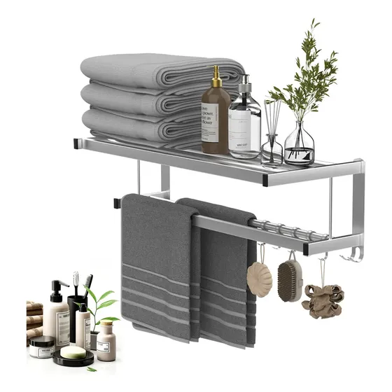 Toalheiro Duplo De Parede Aço Inox 304 Porta Toalha Banheiro Antiferrugem Resistente Suporte Para Toalhas Acabamento Escovado Design Moderno Fácil Instalação Alta Durabilidade Lavabo Hotel Residencial