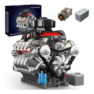 Bloco De Montar Construção Motor V8 Funcional 487 Peças Brastoy 10171 | motor v8 miniatura montar bloco grande de montar infantil
