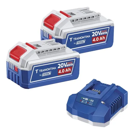 Bateria Para Ferramenta Elétrica Tramontina By Total Kit 2 Bat. 20v 4,0ah+car. Do 2 Unidades
