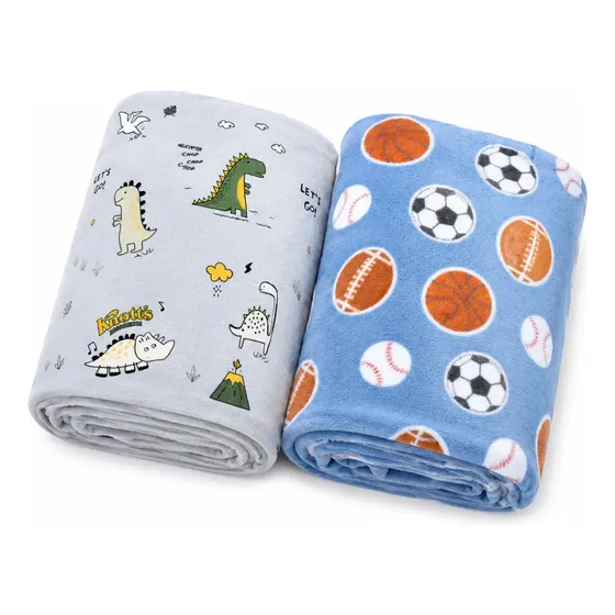 Kit 2 Mantas Bebê Microfibra Soft Recém Nascido Enxoval Maternidade Berço Carrinho Macia Estampada Menino