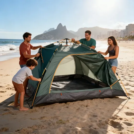 Barraca De Camping Automática 2-3 Pessoas (200x200x140cm) Verde