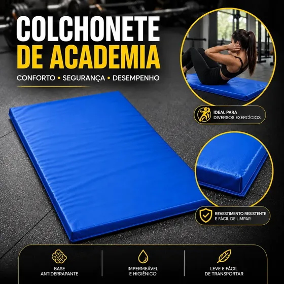 Colchonete Profissional para Academia e Yoga Antiderrapante Dobrável BPF equipamentos treino ao ar livre ou em casa tapete pilates
