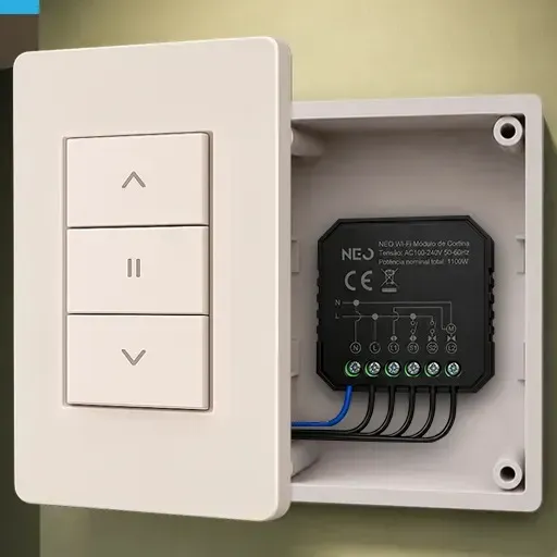 Modulo Interruptor Rele de Cortina e Persiana Wi-fi 2.4 GHz 10A Bivolt Branco Cod: 291990987 Avant Neo