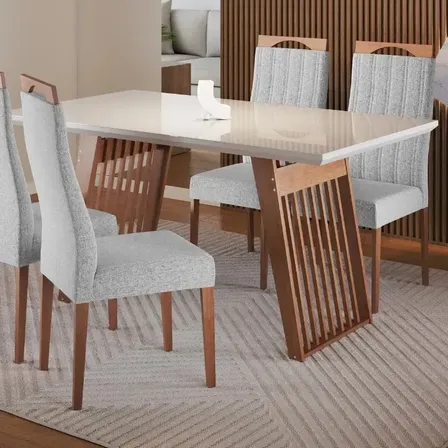 Conjunto Sala De Jantar Moscou Com 4 Cadeiras Grecia Madetal