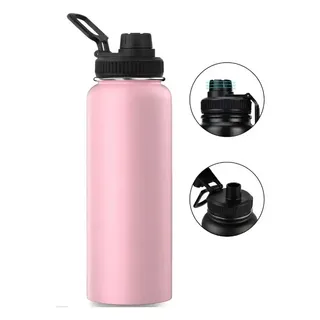 Garrafa Térmica 1 Litro Isolada A Vácuo Água Gelada Esporte Rosa