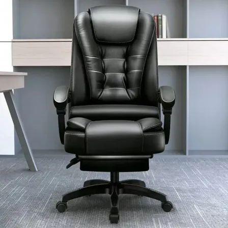 Cadeira Giratoria Escritorio Presidente Ergonômica Couro Sintético Encosto Ajustável Com Trava E Apoio Para Pés Perfeito para o seu escritório, momentos de estudo ou sessões de games
