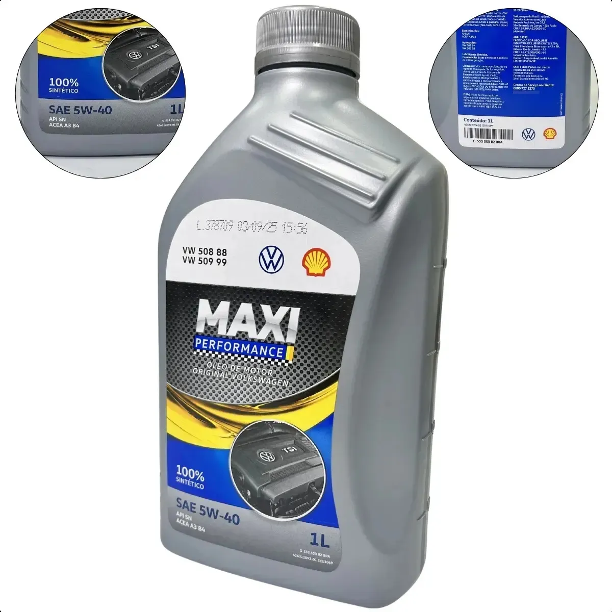 Óleo Motor Sintético 5w40 1l Maxi Performance Vw 508 Api Sn