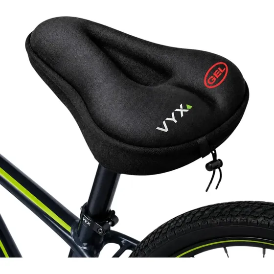 Capa de Selim em Gel Vyx para Bike Bicicleta Ergométrica Spinning Academia Almofada Confortável Protetor Anatômica Ajustável Ciclismo Preto