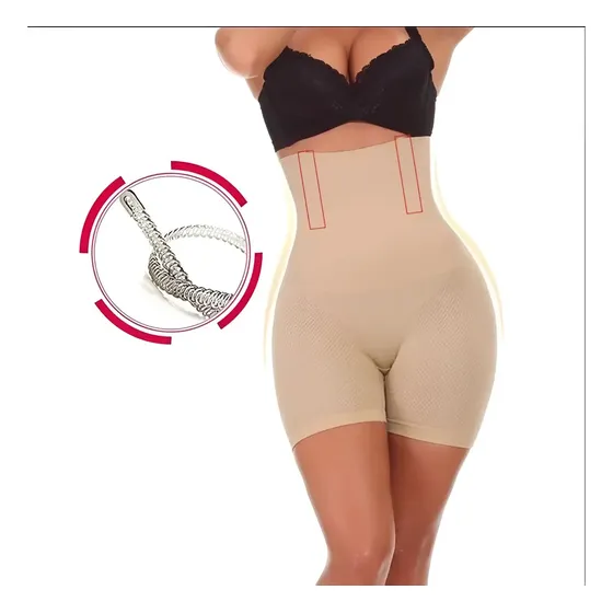Cinta Modeladora Shorts Alta Compressão Shaper 4 Barbatana Cor Bege Tamanho G/gg 46 Ao 52
