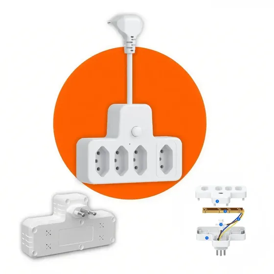 Conector De Extensão Portátil 3 Universal Plug Carregador Tomada De 4 Tomadas