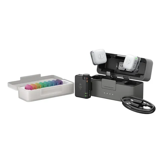 DJI Mic Mini 2 (2 TX + 1 RX padrão + estojo de carregamento), microfone sem fio para iPhone 17/16/15, Android, câmera e PC, bateria de 48h, transmissão de até 400m, capa magnética multicor - DJI143