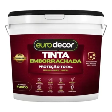 Eurodecor Pintura Emborrachada Sem Fissuras 18kg Cores. Acabamento Fosco Cor Grafite