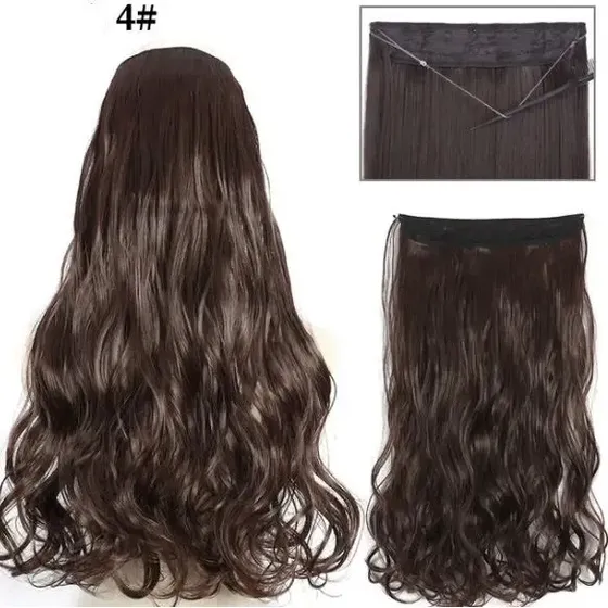 Cabelo Aplique Fio Magico Ondulado 100% Orgânico 70cm Cor Castanho