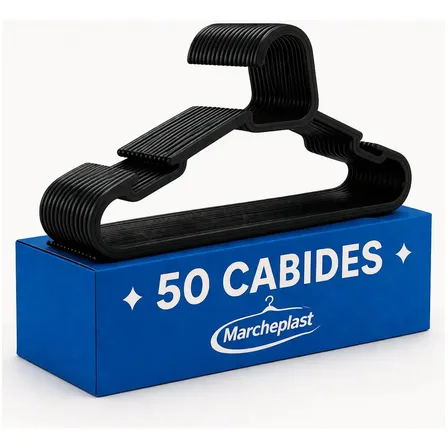 Kit 50 Cabide Adulto Preto Organizador Roupa Reforçado