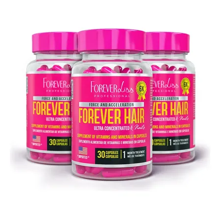 Combo Tratamento 3 Meses Forever Hair Crescimento Capilar Sem Sabor