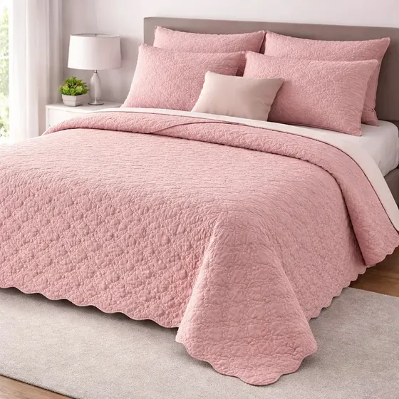 Cobre leito matelado Queen Laura Enxovais dupla face leve confortável cor rose