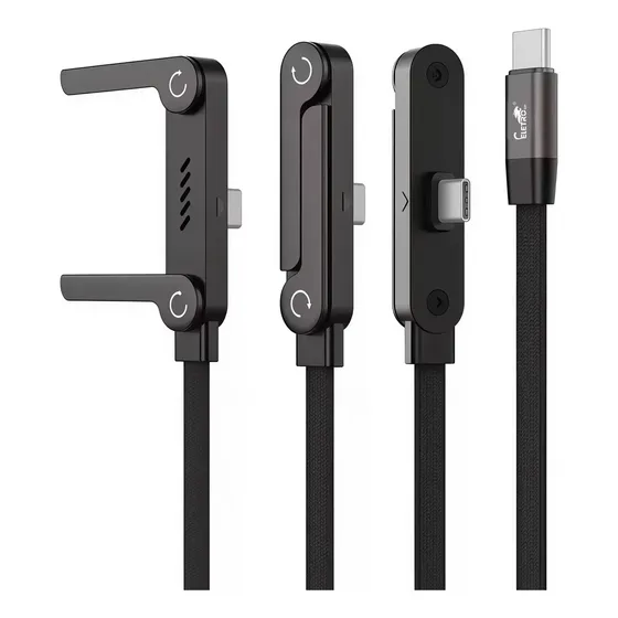 Cabo Carregador Invisível 2 Em 1 Type-c 240w Super Rápido De Dados Jogos Cotovelo De 1M De Telefone Dobrável De Carregamento Rápido Preto