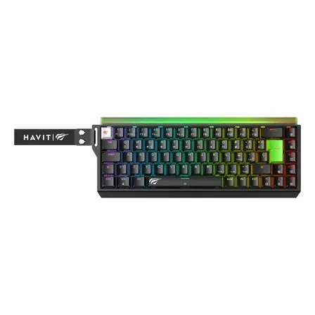Teclado Magnético Gamer Havit KB921L Pro-SP 65% 69 Teclas Rapid Trigger 0,01mm 8000Hz RGB Hall Effect Com Fio USB-C Cor Preto