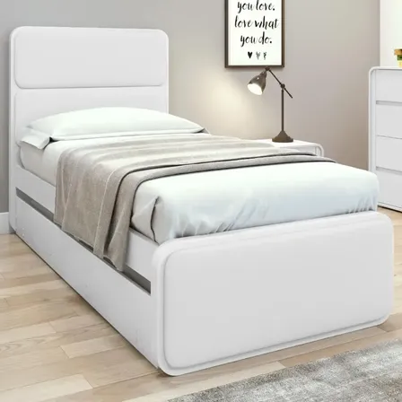 Cama Solteiro Móveis Lopas Easy Like Korino Branco com Espaço de Armazenamento