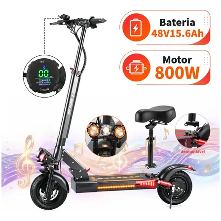 Bolin M4 Scooter Patinete Elétrico Para Adultos 800w 16AH Três Velocidades Alcance De 32km/h Autonomia De 36km Estrutura Em Liga De Alumínio Bluetooth Tela Design Dobrável Cor Laranja Preto/laranja