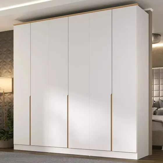 Guarda Roupa 6 Portas 4 Gavetas Logan Branco/olmo Cg