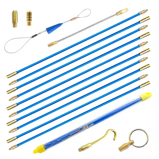 Kit 10 passa fio fibra vidro Profissional Isolamento 4mm com estojo Puxa Fios Elétricos Por Conduítes Paredes E Tetos Conexão Rosqueável Fácil Estender Passa Facilmente Por Curva
