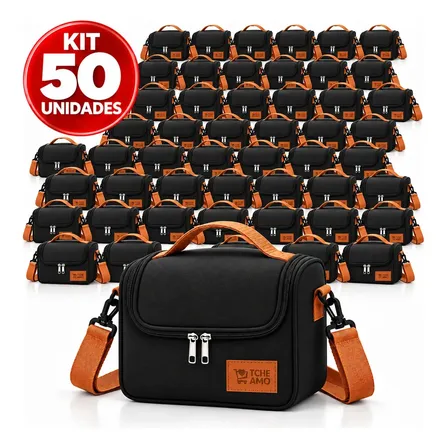 Kit 50 Bolsa Isotérmica Térmica Lancheira Marmita Sacola Para Academia Trabalho Escola e Passeios Alça Ajustável Removivel Tche Amo