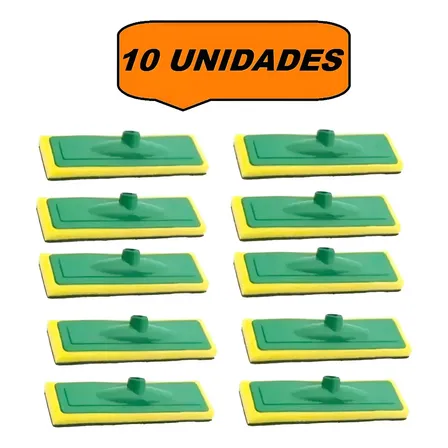 10 Unid. Rodo Esfregão Abrasivo Esponja Lava Piso Azulejo Verde